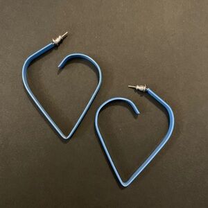 Vintage (1990s) Blue Heart-Shaped Hoop Earrings